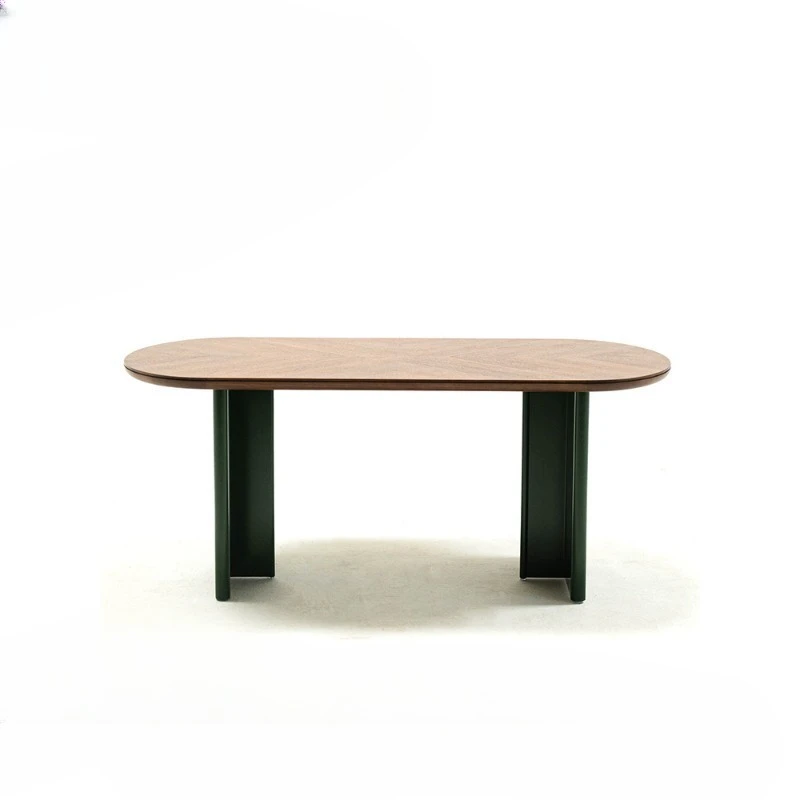 French retro solid wood dining table and chairs household oval dining table light luxury