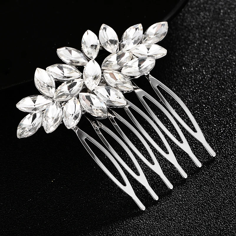 Neuer Haarkamm aus Silberlegierung, handgefertigte Perlen, Strasssteine, modischer Metall-Kopfschmuck, elegantes Haarschmuck-Accessoire für Frauen – Detail 17