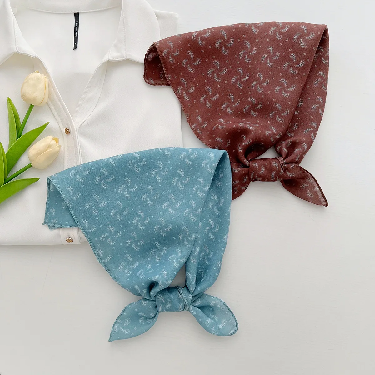 

58 Vintage Cashew Print Square Scarf - Lightweight Thin Bandana Neckerchief, Women'sSun Protection Head Wrap,Summer Neck Cover