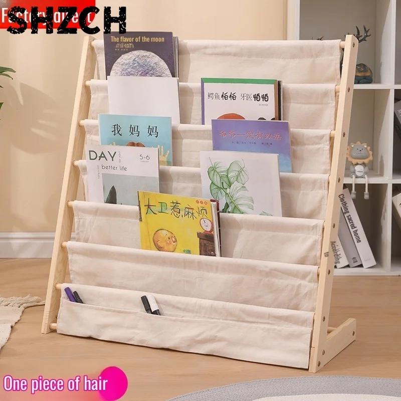 Household Solid Wood Floor To Ceiling Bookshelf Removable Multi-Layer Storage Bookshelf Children'S Picture Book Storage Rack