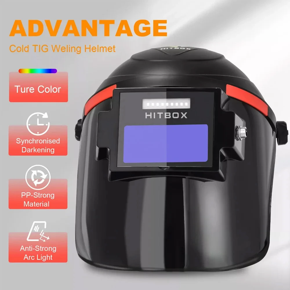 HITBOX Welding Helmet Automatic Darkening for Cold TIG MIG Welding Cap Welding Machine Mask