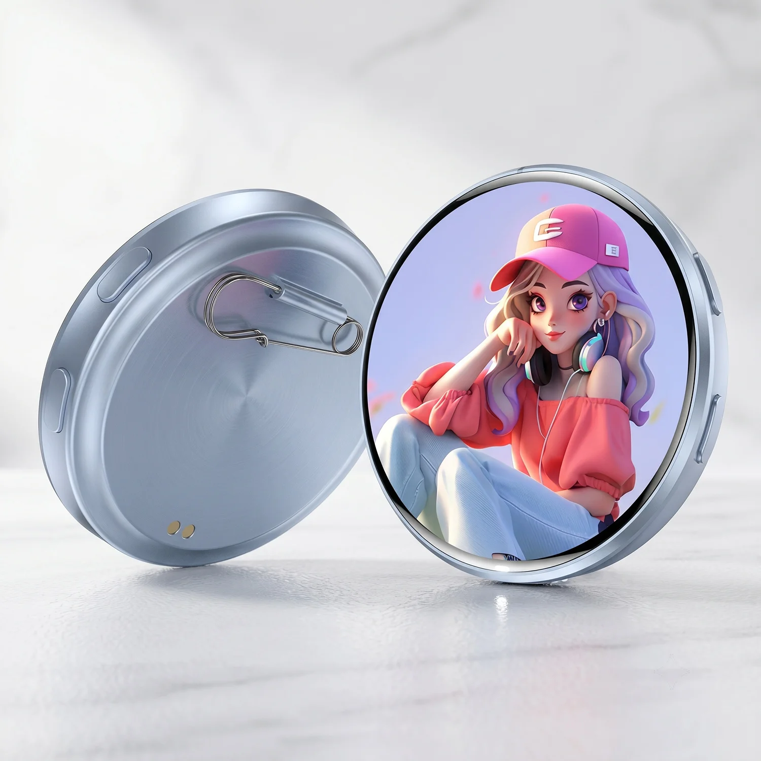 Bluetooth 6.0 Anime E-Badge Display Pin With Sound 1.7 Inch Touch Screen LED Photo Frame Video Playback Cyber Dynamic Gifts