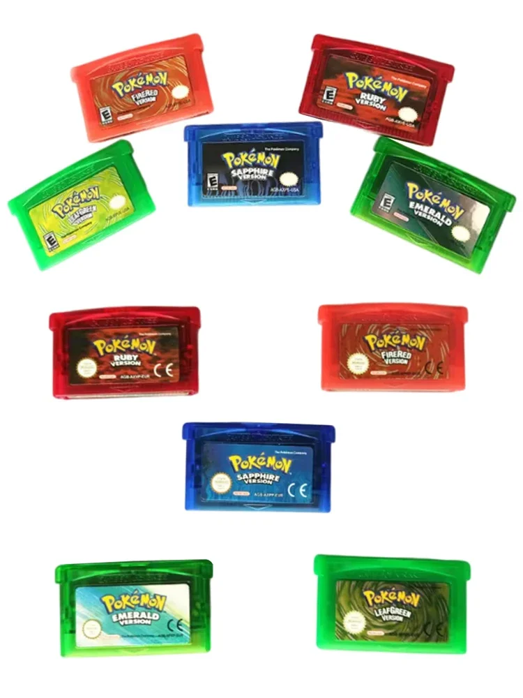 Spielkarte NDSL/GBM/GBASP GBA Spielkassette Classic Hot Selling Pocket Monster Red, Blue, Emerald, Fire Red Leaf