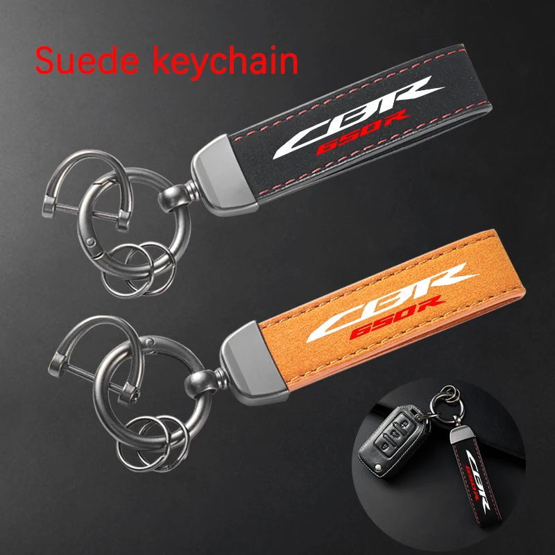 For Honda CBR650R CBR 650R 650 R 2018-2024 Accessories High-Grade Leather Suede Keychain Motorcycle Key Ring