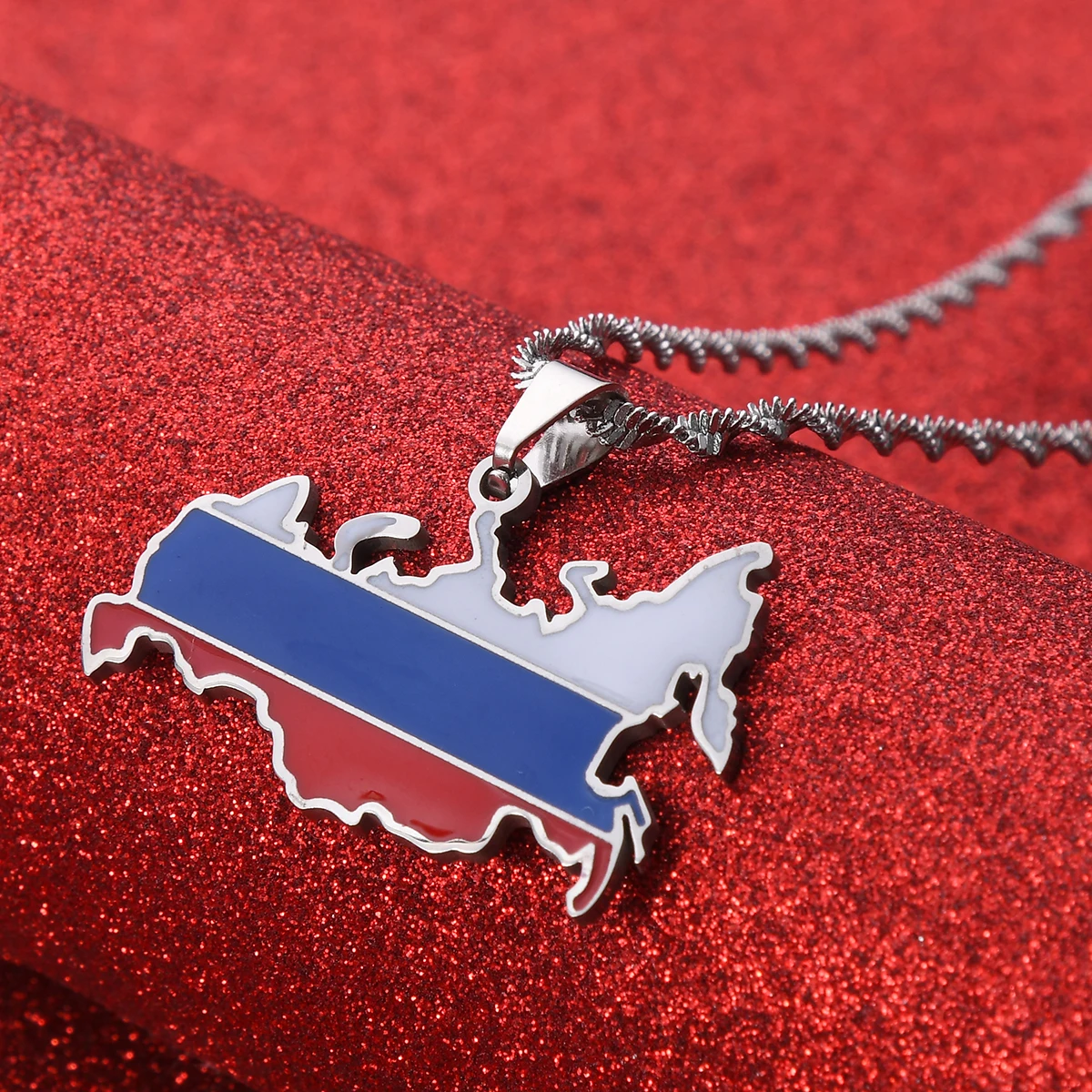 Russia Map Flag Pendant Necklaces The Russian Federation Charm Jewelry Silver Color/Gold Color Chain Necklace