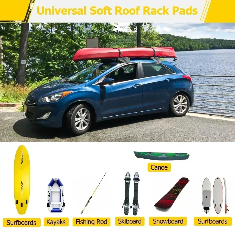 2Pcs Universal Car Roof Rack Luggage Soft Pads 60kg Load Kayak Sup Paddleboard Canoe Snowboard Bike Anti-slip Carriage