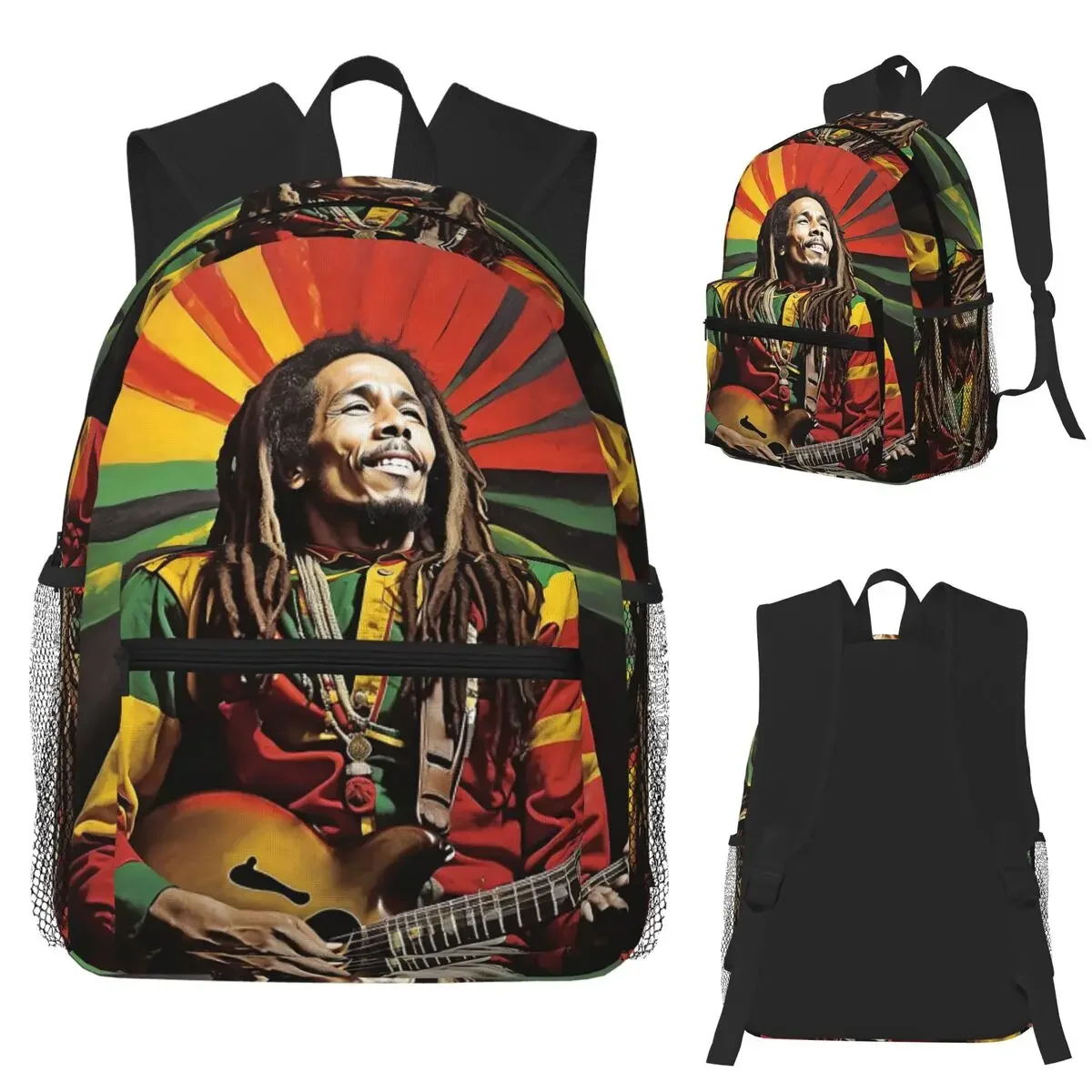 Bob Marley Singer Reggae Student Backpack School Bag Hiking Travel Daypack for Boys Girls Fashion Bookbag Shoulder Bags