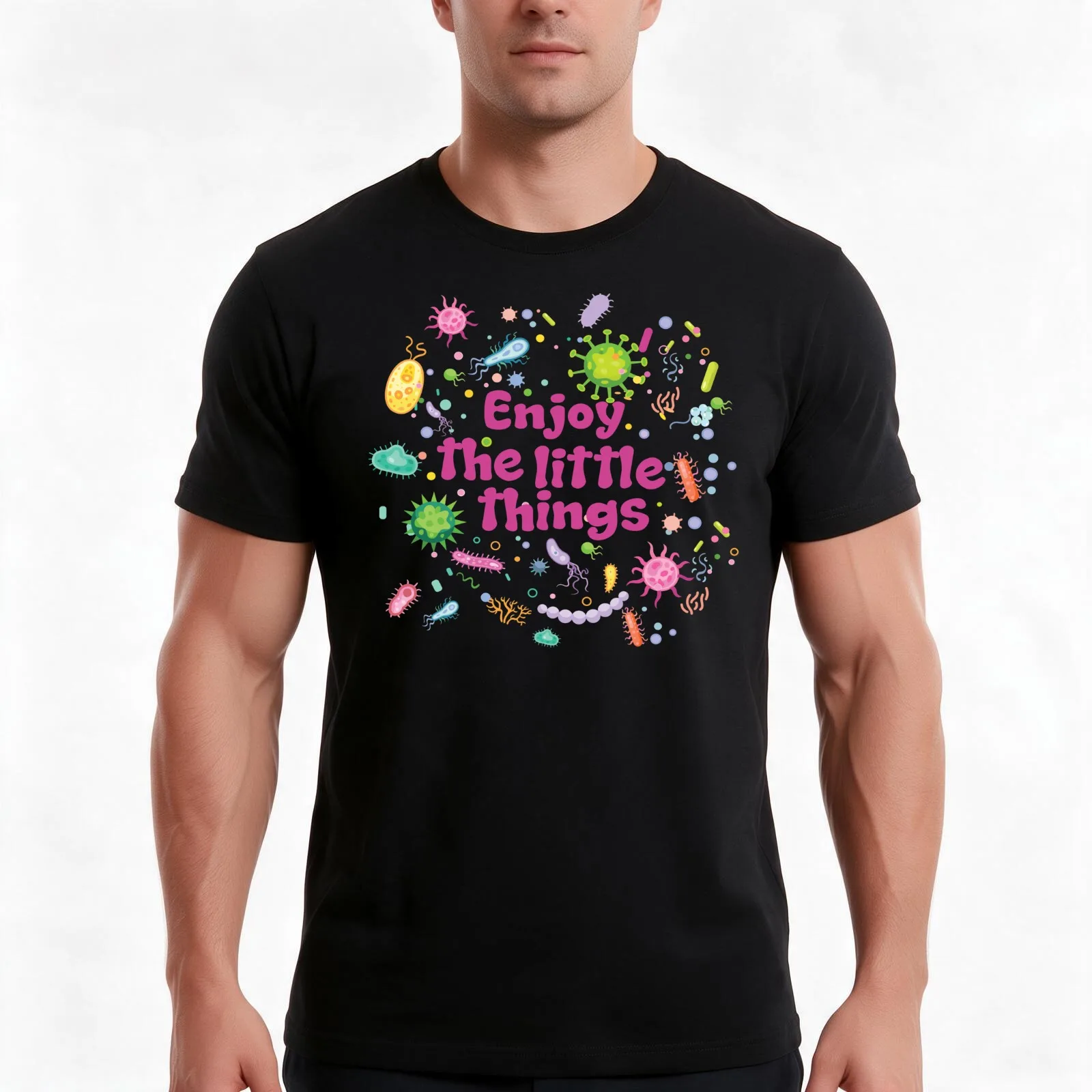 Enjoy the little things underthe microscope clinical microbiology, T-Shirt, Summer Casual Cotton Tee, Oversized Streetwear Tops