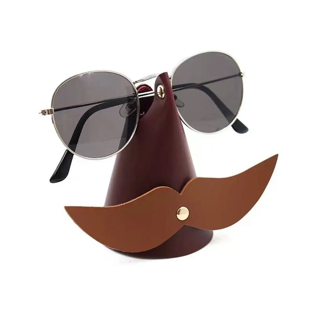 PU Leather Eyeglass Show Holder Sunglasses Display Holder Non-slip Glasses Shelf Rack Beard Shape Freestanding