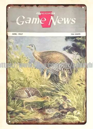 1957 wild turkey gobbler Pennsylvania Game News metal tin sign wall decor