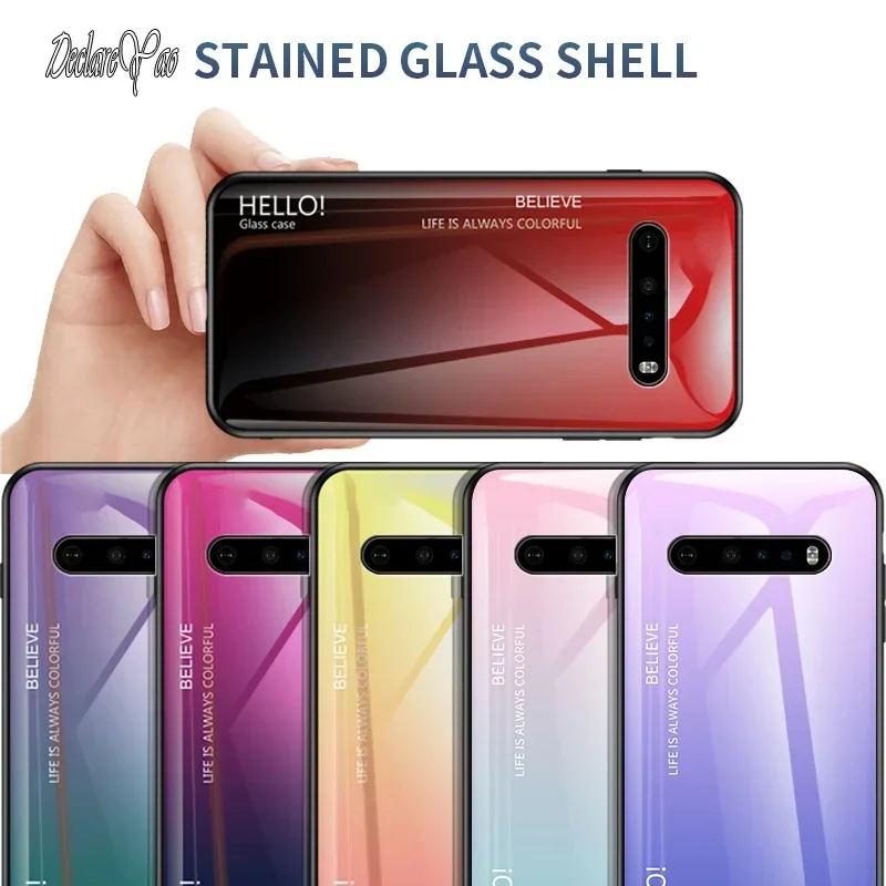 Cases For LG V60 Covers DECLAREYAO Ultra Slim Glass Hard Coque For LG V60 Phone Case Glass Silicone Soft Back Cover For LG V60