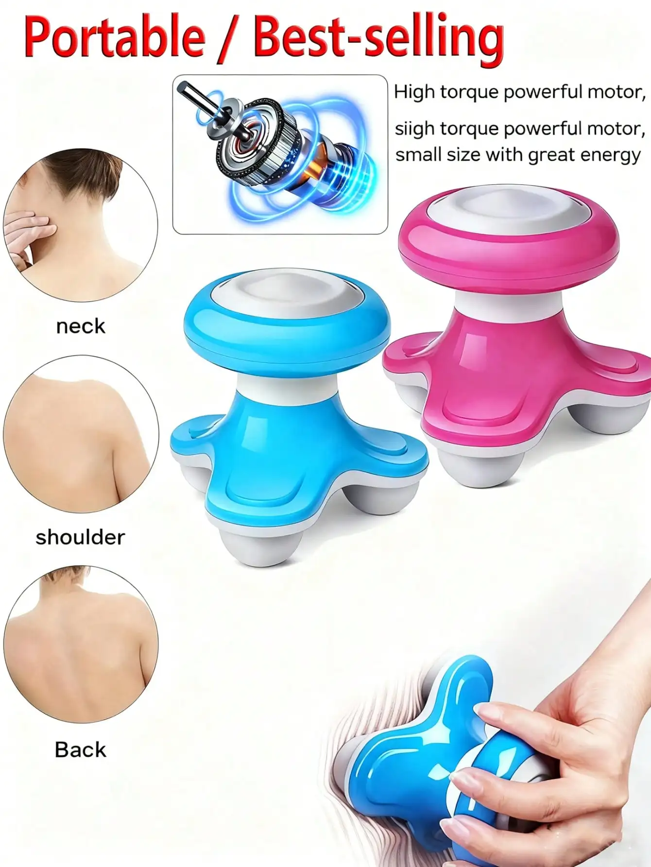 

2026 Portable Mini 3D Triangular Massager, Portable Full Body Relief For Back, Legs, And Shoulders Battery-powered(batteries not
