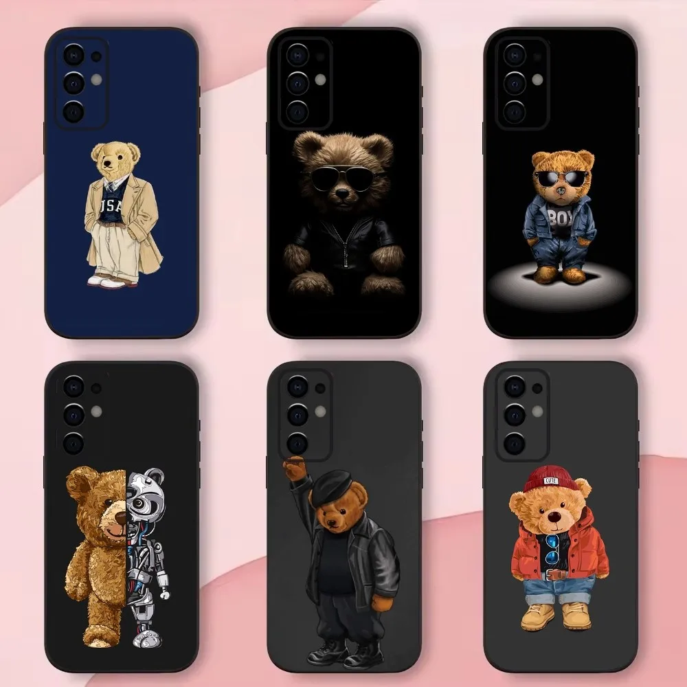 Baron F-Filou Bear Fashion Phone Case For Samsung S24,S21,S22,S23,S30,Ultra,S20,Plus,Fe,Lite,Note,10,9,5G Black Soft Shell