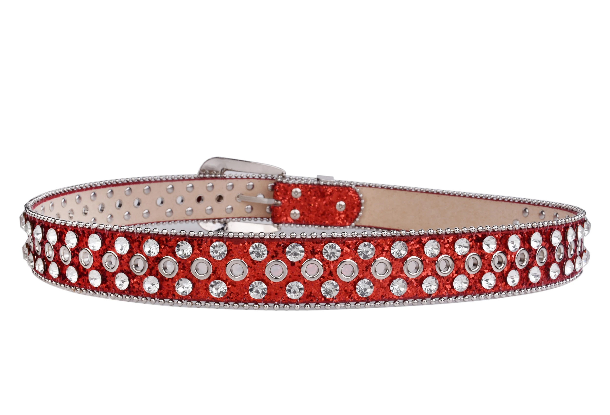 Silberner glitzernder Strassgürtel Y2K Perlen Dekor Paillettengürtel Punk Western Cowboy Cowgirl Gürtel Jeans Hosengürtel Dekorativer PU-Gürtel – Detail 7