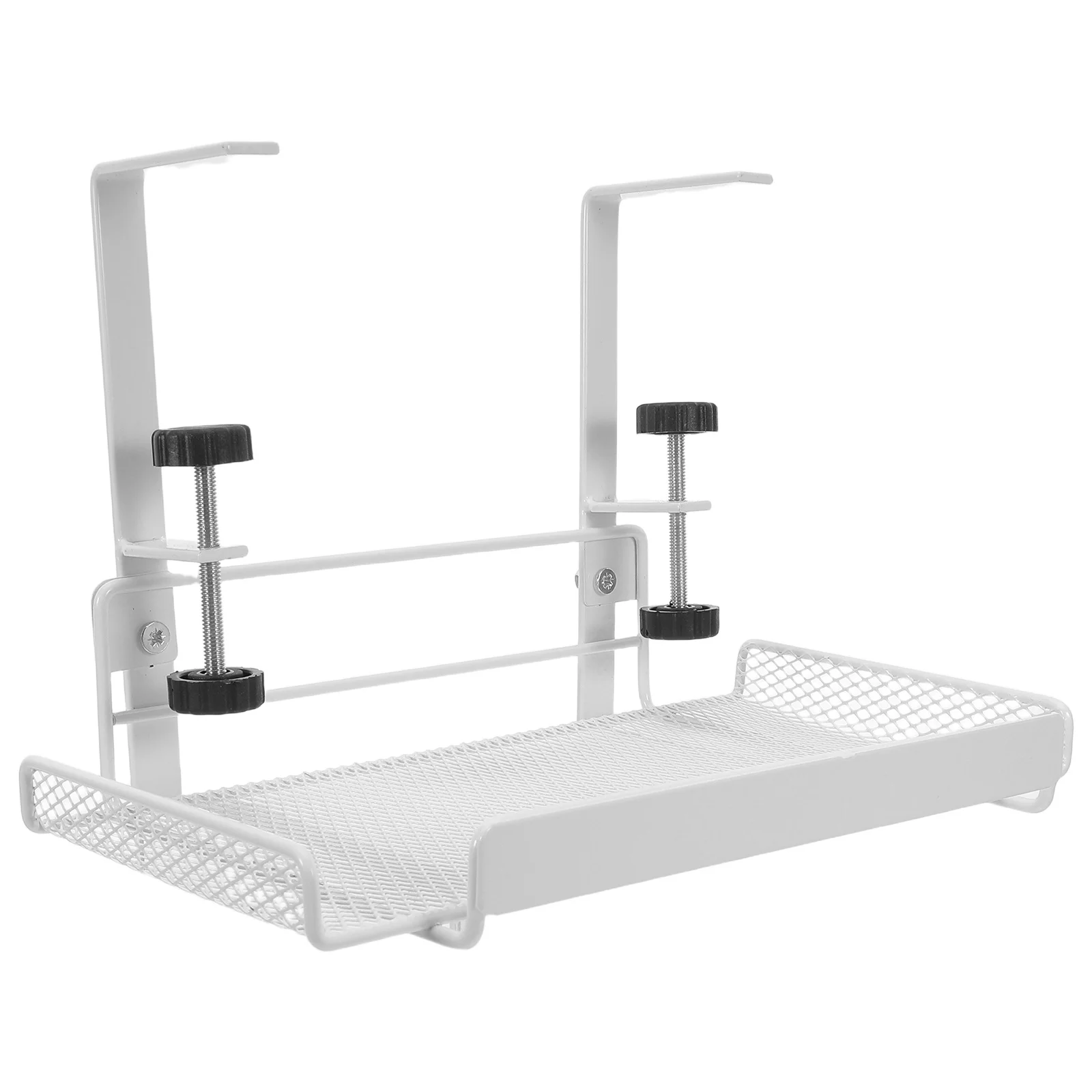 

Under Desk Storage Basket: Heavy Duty Metal Clamp On Shelf For Cables Papers Office Supplies White Under Desk Cable