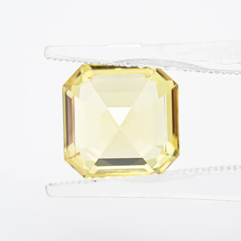 Lab Grown Sapphire  Asscher Cut yellow Color VVS1 Charms DIY for Jewelry Making Materials Selectable AGL Certificate