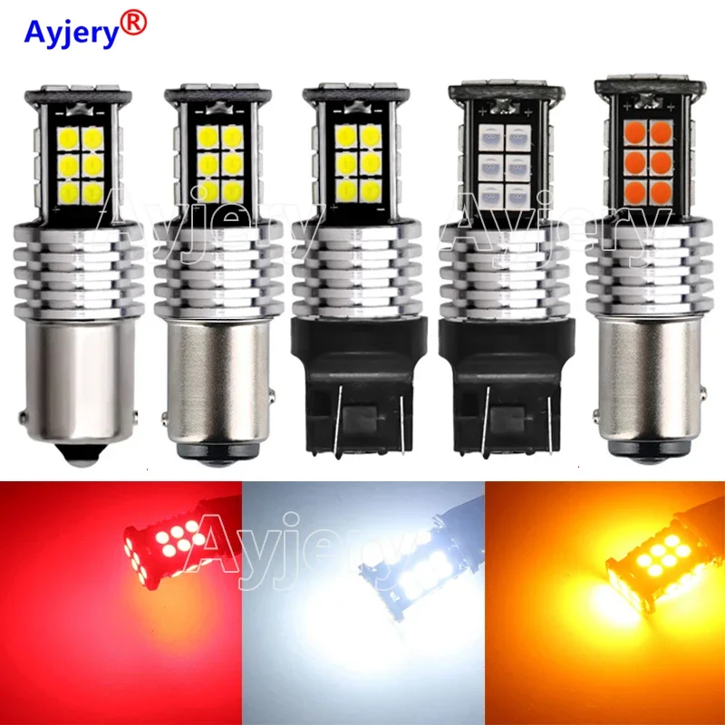 

10Pcs Car Tail Light 1156 LED Canbus BA15S P21W 3030 SMD 24 LEDs 1157 BAY15D Auto Brake Reverse Lamp DRL Rear Parking Bulbs 12V