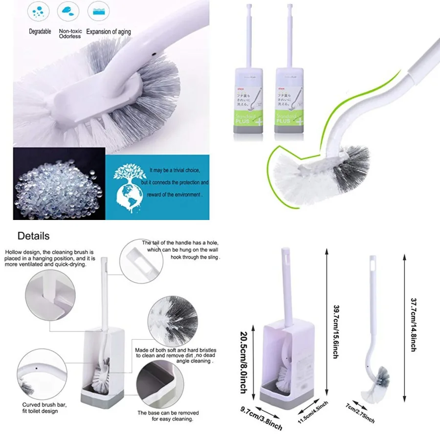 

Bathroom Toilet Bowl Brush and Holder, Curved Design Toilet Brush for Deep Cleaning Under Rim, Best Toilet Brush Set, Easy Handy CompactToilet BowlCleaner Brush for Bathroom, 2 Pack