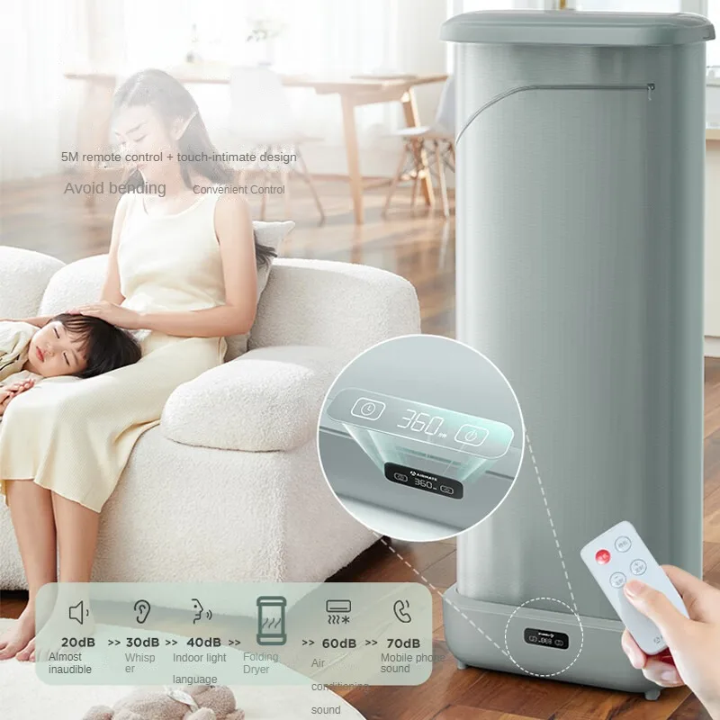 AIRMATE Portable Clothes Dryer with Remote Control and Foldable Design for Travel 220V Portable Dryer