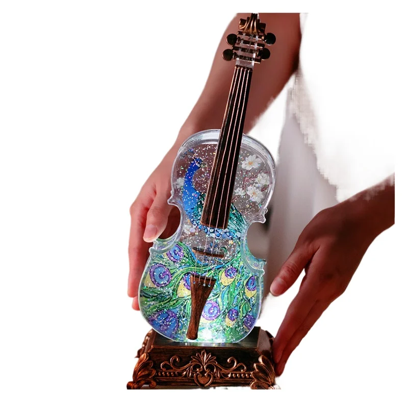 

Snow wind lantern ornament bluetooth violin music box music box girl room christmas crystal