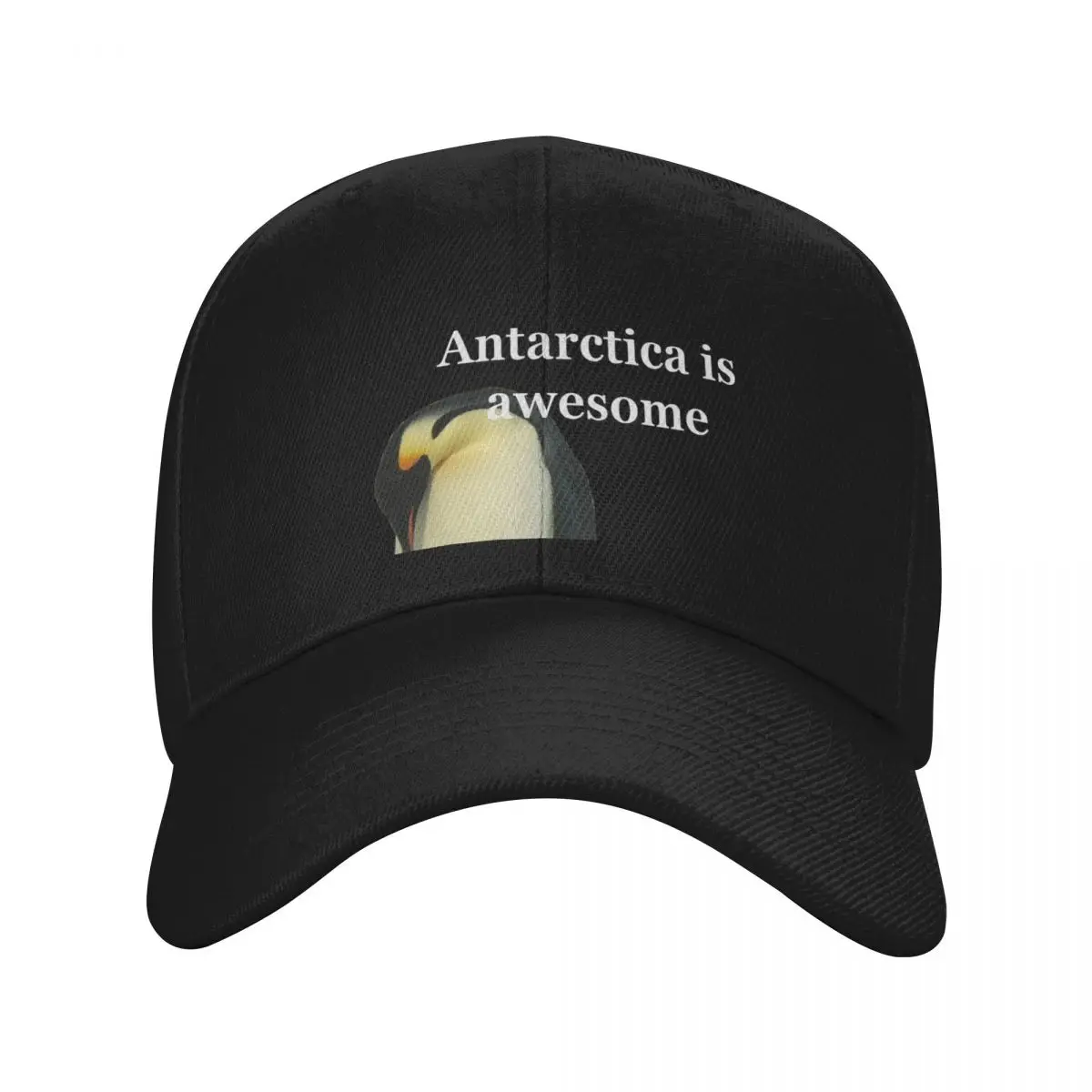 Parent penguin cuddles with a cute baby in Antarctica Baseball Cap Trucker Hat Hip Hop Women's Hats For The Sun Men's