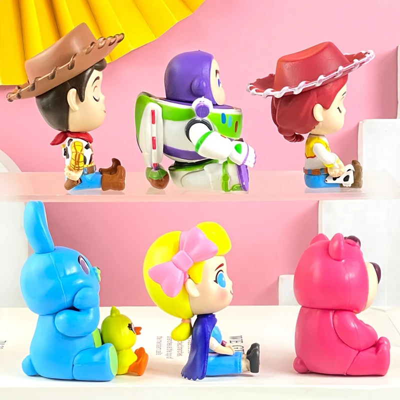 6pcs Disney Toy Story Figures Set Woody Jessie Buzz Lightyear Lotso Kawaii Anime Model Dolls Kids Toys Gifts Car Cake Ornament