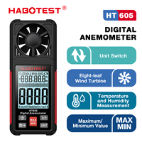 HABOTEST HT605 Digital Anemometer Portable Wind Speed Meter Windmeter LCD Backlight Display Temperature Humidity Meter