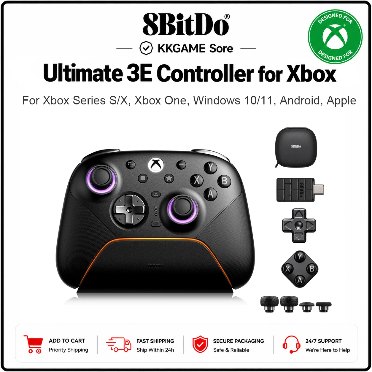 8Bitdo Ultimate 3E Gray Xbox Wireless Controller, Officially Licensed for Xbox Series X|S, Xbox One, PC, Android & Apple