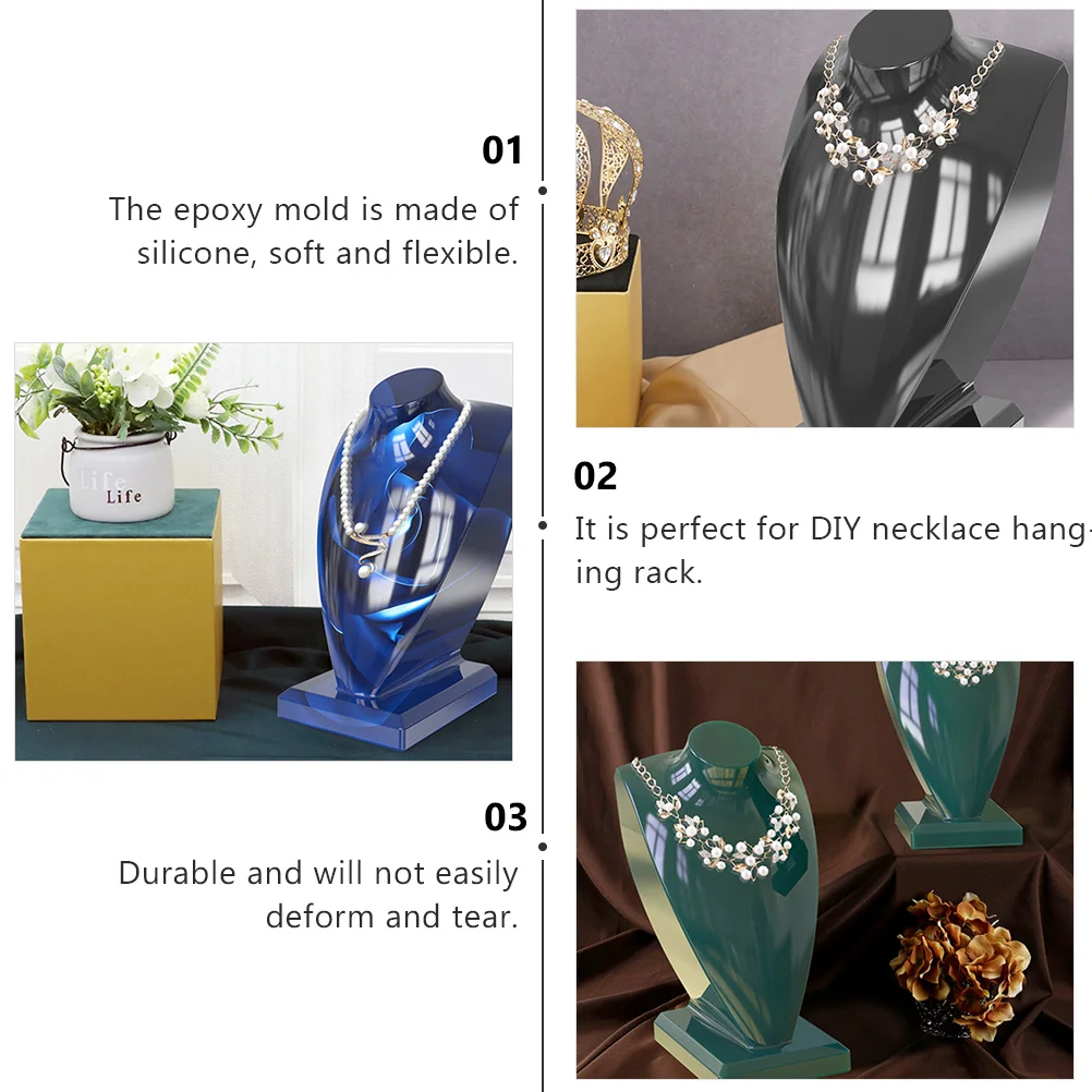 

Silicone Necklace Rack Mold for DIY Storage Display Reusable Flexible Crystal Epoxy Resin Jewelry Hanging Rack Making Supplies