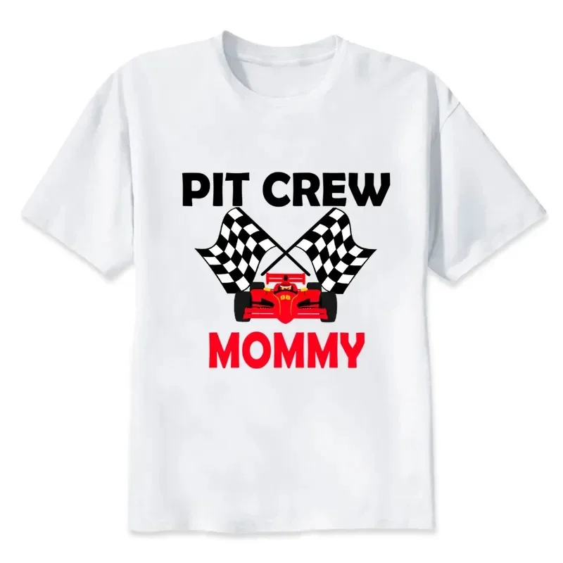 Race Car Pit Crew Theme Matching Family Outfits For Birthday Boys Family Look T-shirt Kids Clothes Father Mother Daughter Son