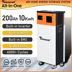 Tewaycell 48V 200Ah 10KWh All In One LiFePO4 Battery Built-in 5KW Inverter Mobile ESS Solar Energy System EU Tax