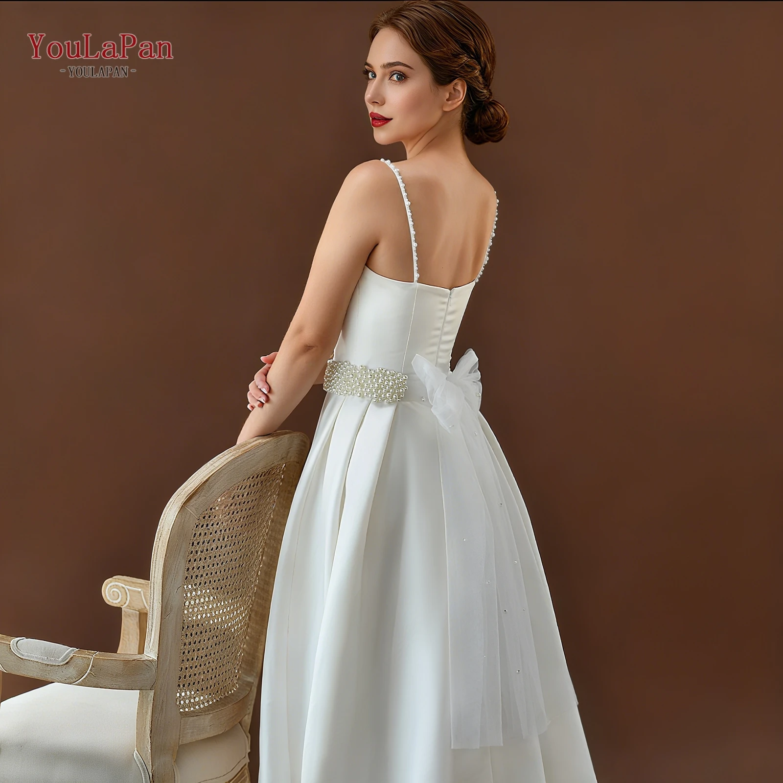 YouLaPan حزام الزفاف اللؤلؤ مطرز فستان الزفاف وشاح مزين حزام خصر العروس ل ثوب مسائي الزفاف التبعي M122 #4