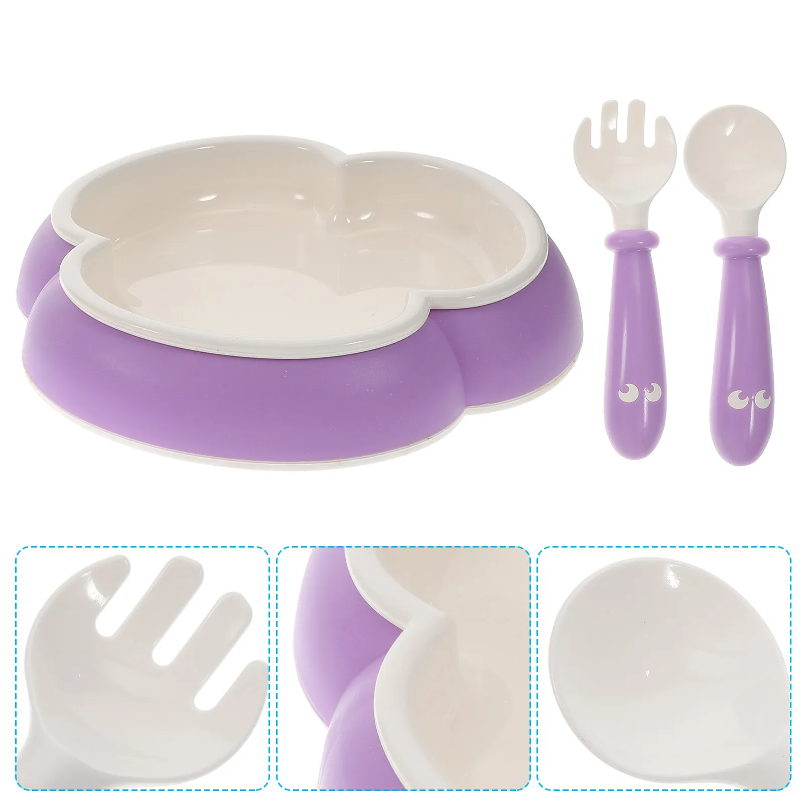

Набор из 1 силиконовой детской тарелки и ложки с присоской, для кормления младенцев, можно мыть в посудомоечной машине, портативный, для обучения новорожденных самостоятельному приему пищи