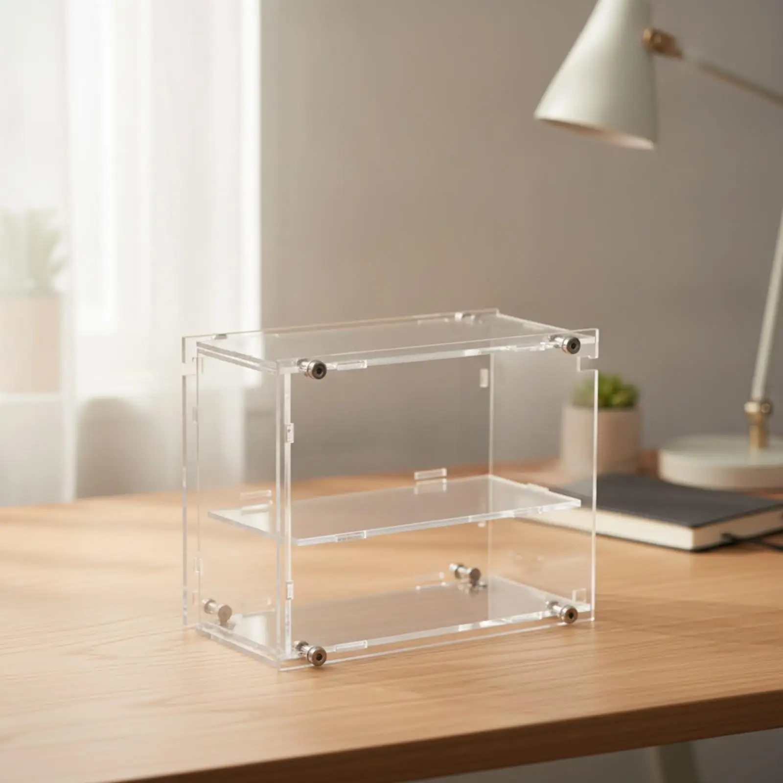 Diecast Car Display Case Acrylic Two Level Showcase Box for 1 64 Scale Vehicle Collection