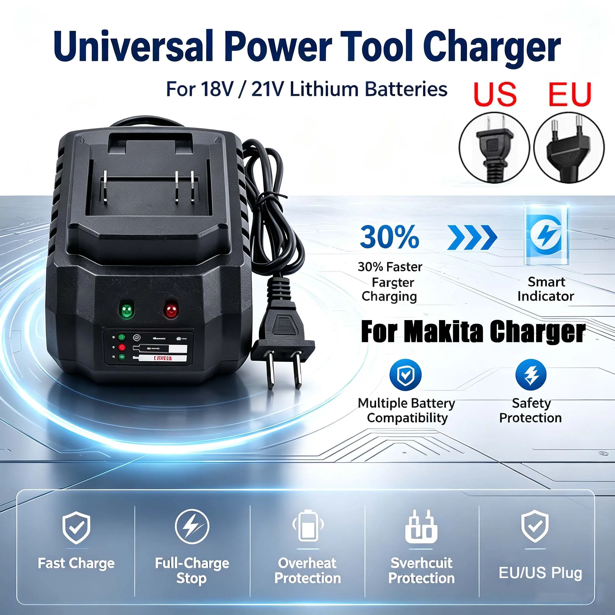 MT Battery Model Charger 18V 21V EU US Plug Electric Drill Electric Wrench Angle Grinder Charger Electric Tool Battery Charger