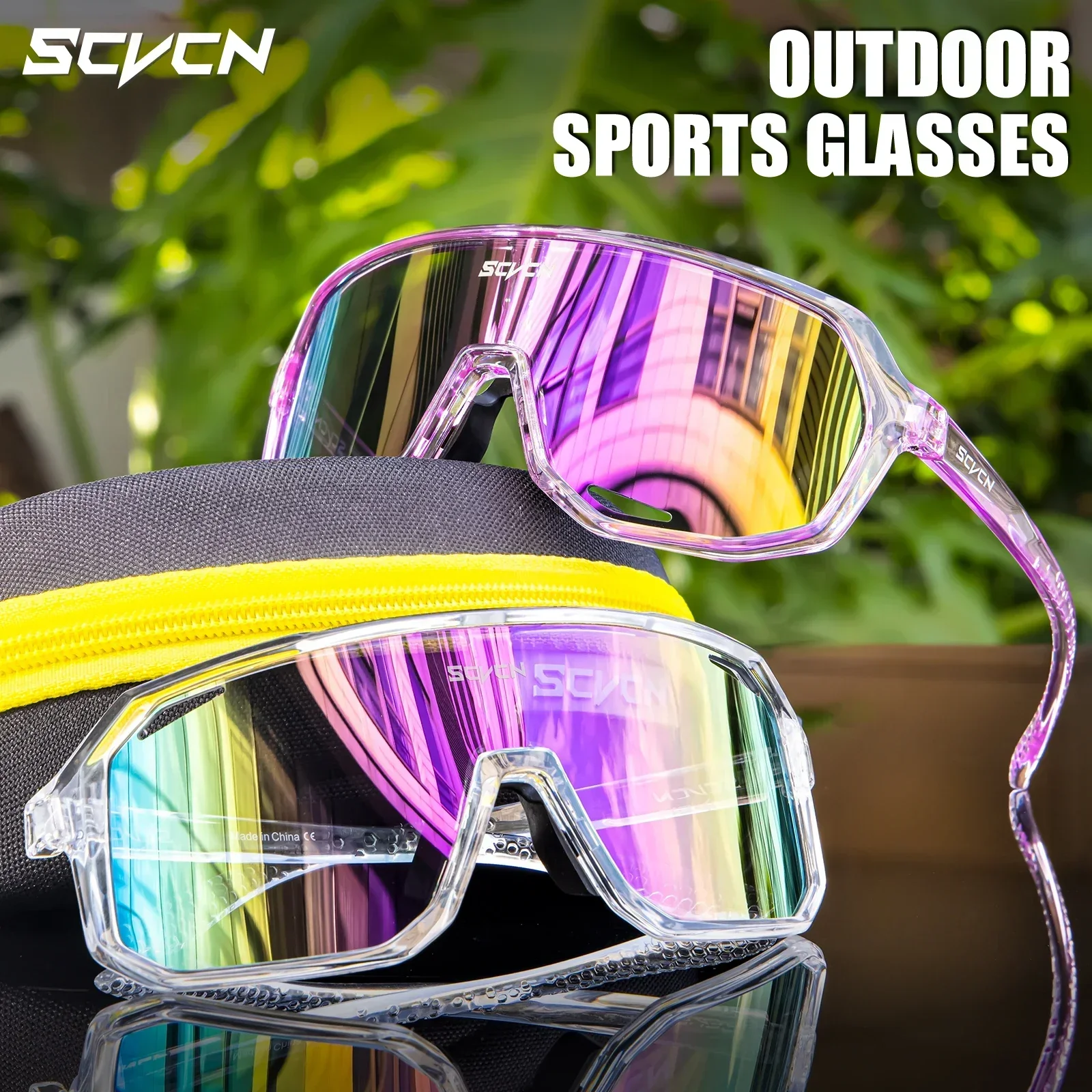 SCVCN New Men Cycling Sunglasses Sport Outdoor Bicycle Eyewear Women MTB Glasses Mountain Road Bike Cycling UV400 Goggles