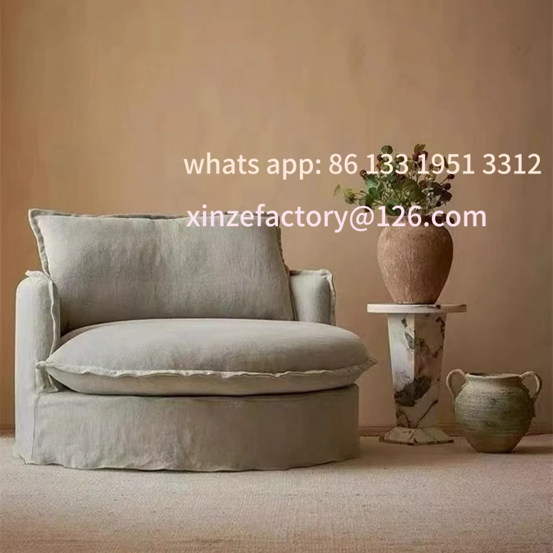 Cama velha e café da manhã retrô personalizável, algodão e linho, totalmente desmontada e lavada, sofá redondo