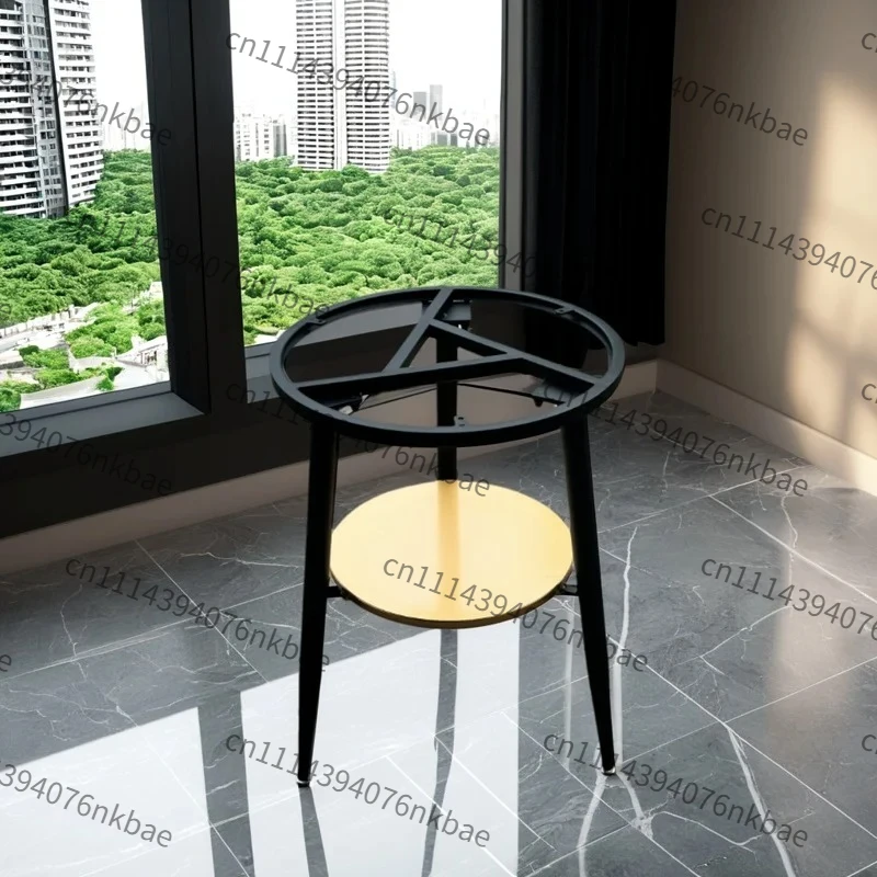 Modern Dual-Tier Metal Table Base, Round Desk Leg Stand, Wear-resistant Frame Accessories for Balcony Side & Dining Table