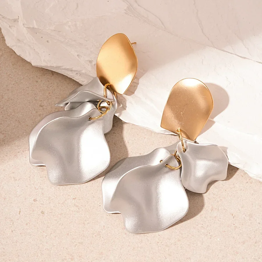 DREJEW Petal Tassel Earrings for Women 2025 Korean Fashion Irregular Drop Earring Exaggerated 4 Colors Jewelry Dropshipping