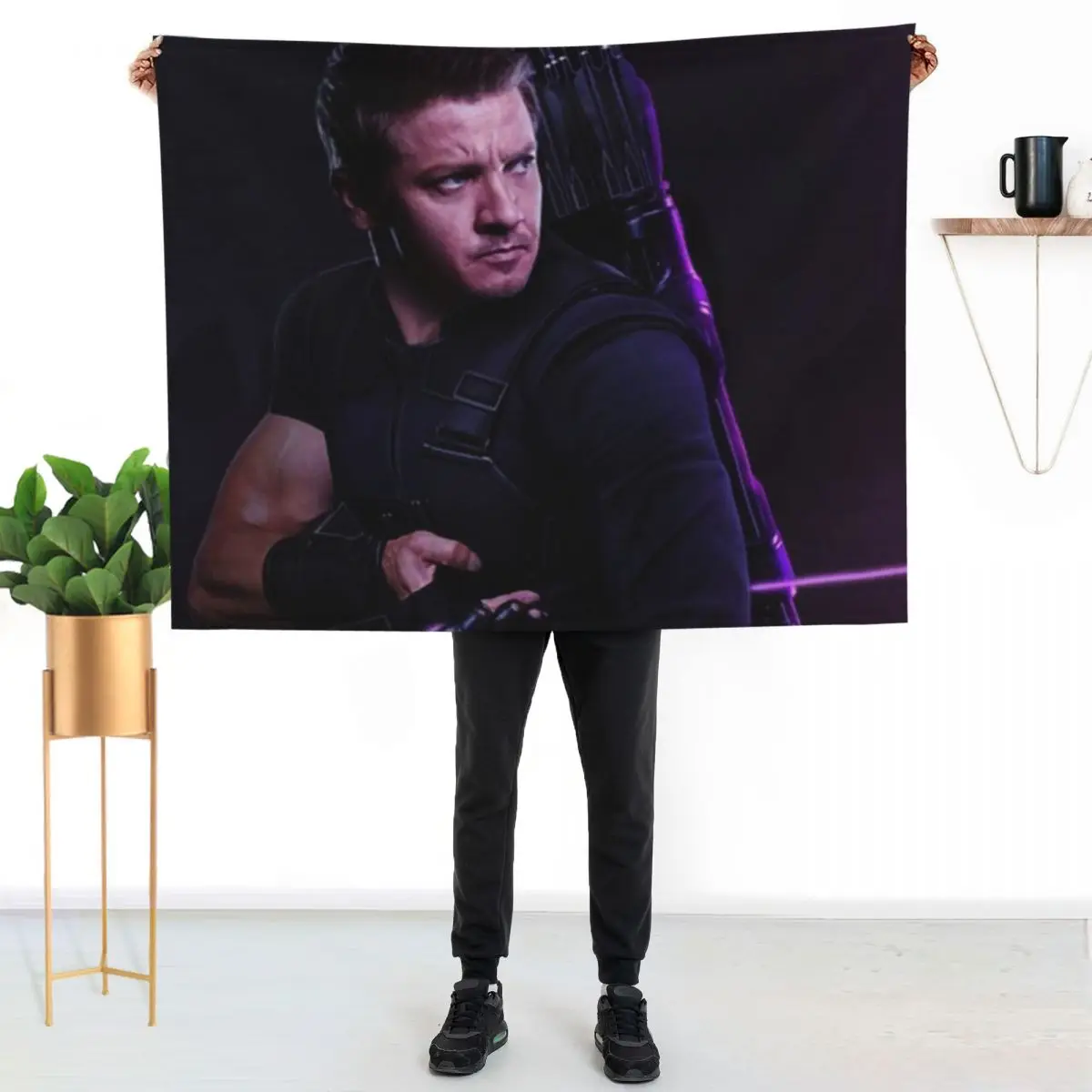 

jeremy renner Throw Blanket Long Lasting Soft Plush Blanket for Daily Use