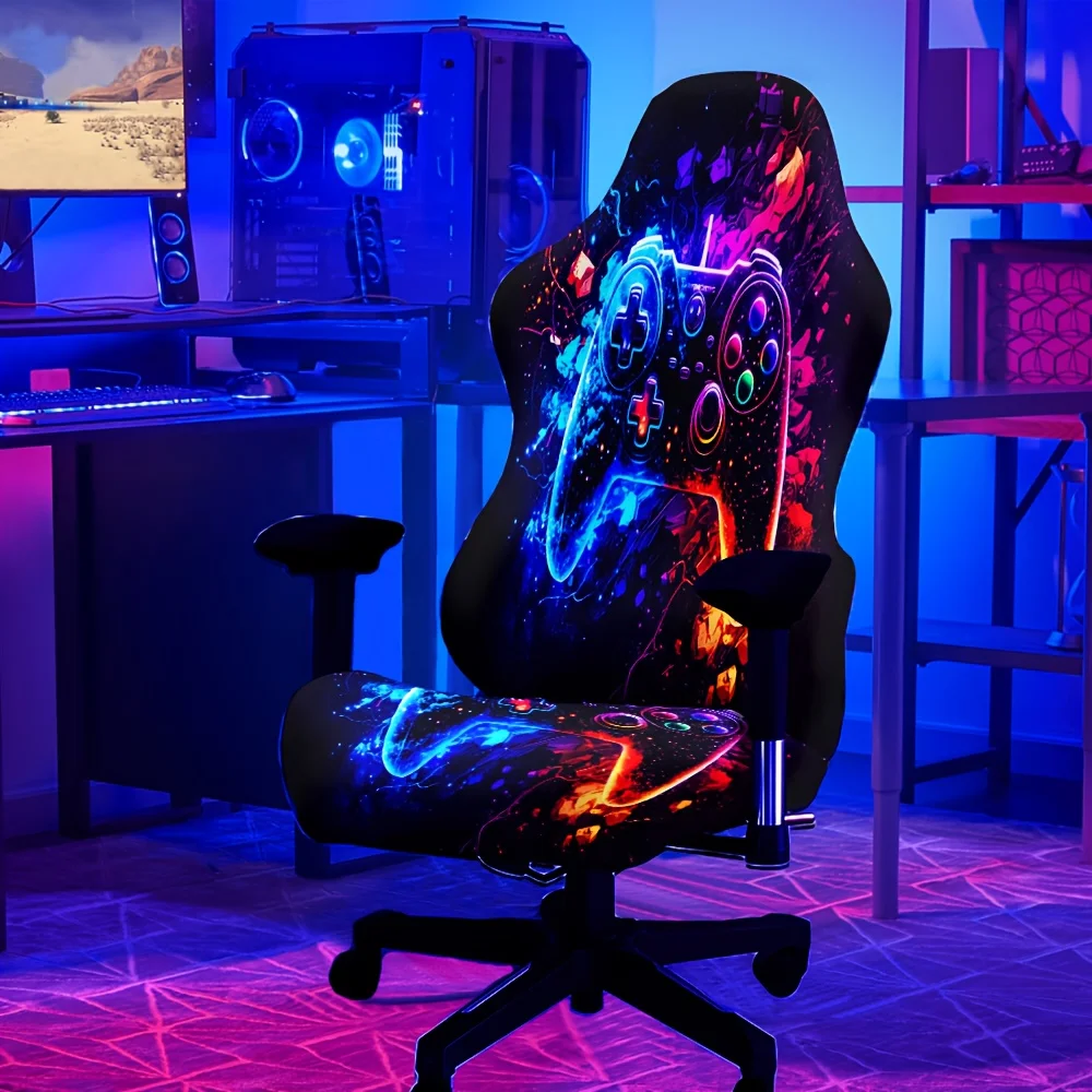 A Set of Gaming Chair Covers with Fluorescent Patterns That Glow Suitable for Decoration Office, Bedroom, and Gaming Chairs Gift