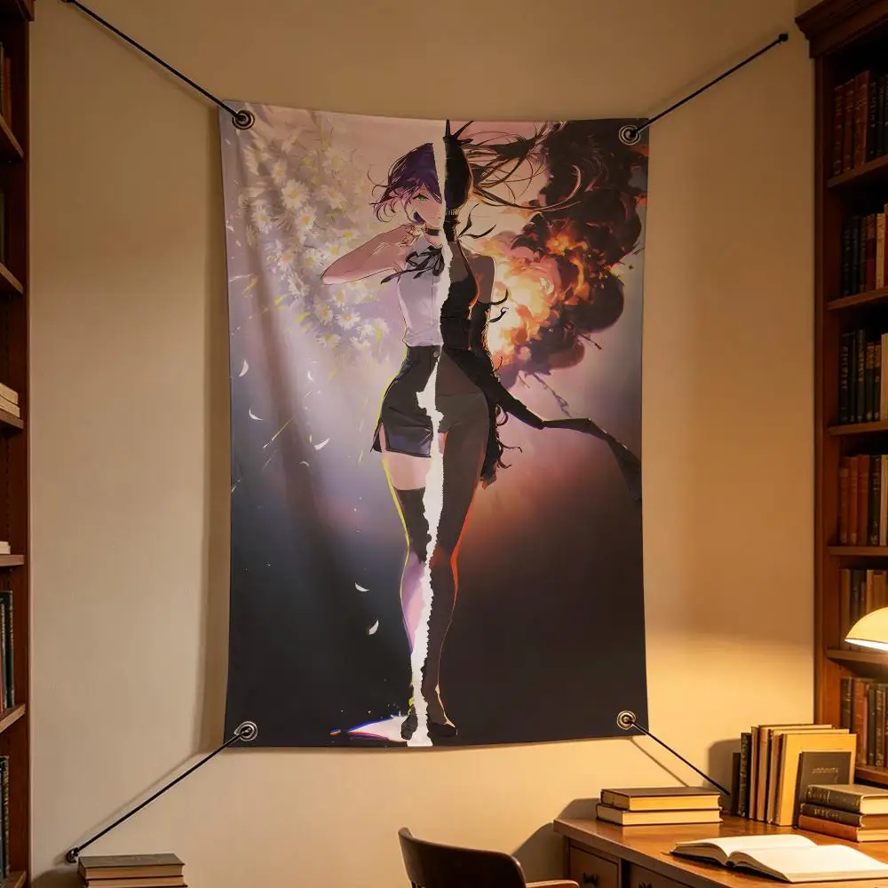 Anime Chainsaw Man Reze Arc Style Flags Personalized Flag Room Dorm Camping Picnic Garage Bar Indoor Outdoor Wall Decor