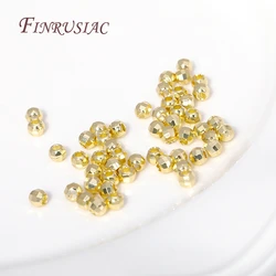 2.5/4mm Round Shiny Spacer Beads 18K Gold Plated Diamond-Cut Metal Gold Beads For Beading Bracelet Necklace Earrings Making