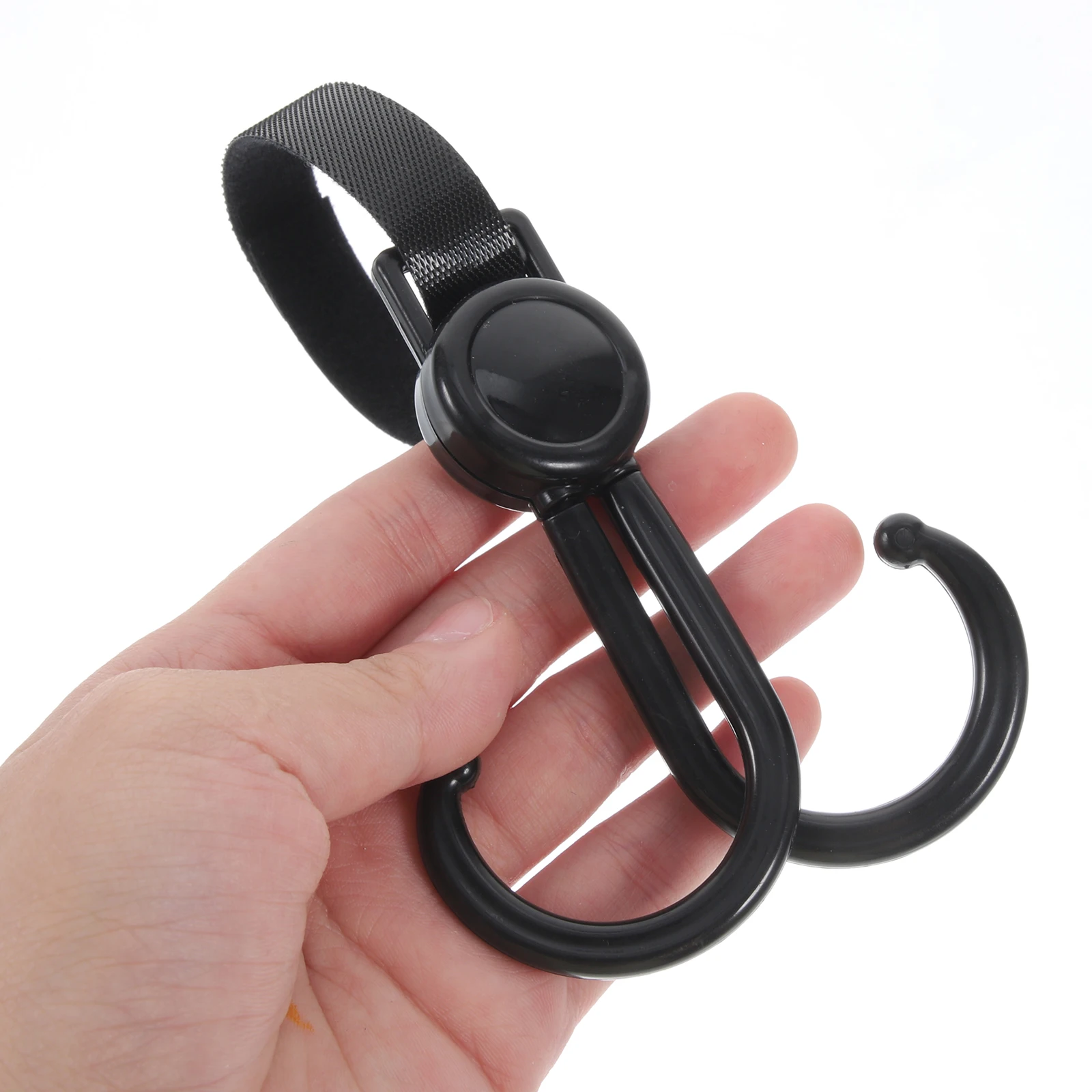 

Bicycle 2 Hooks Black Durable Reusable Shopping Trolley Hook Stroller Accessories Adjustable Hangers Household Storage