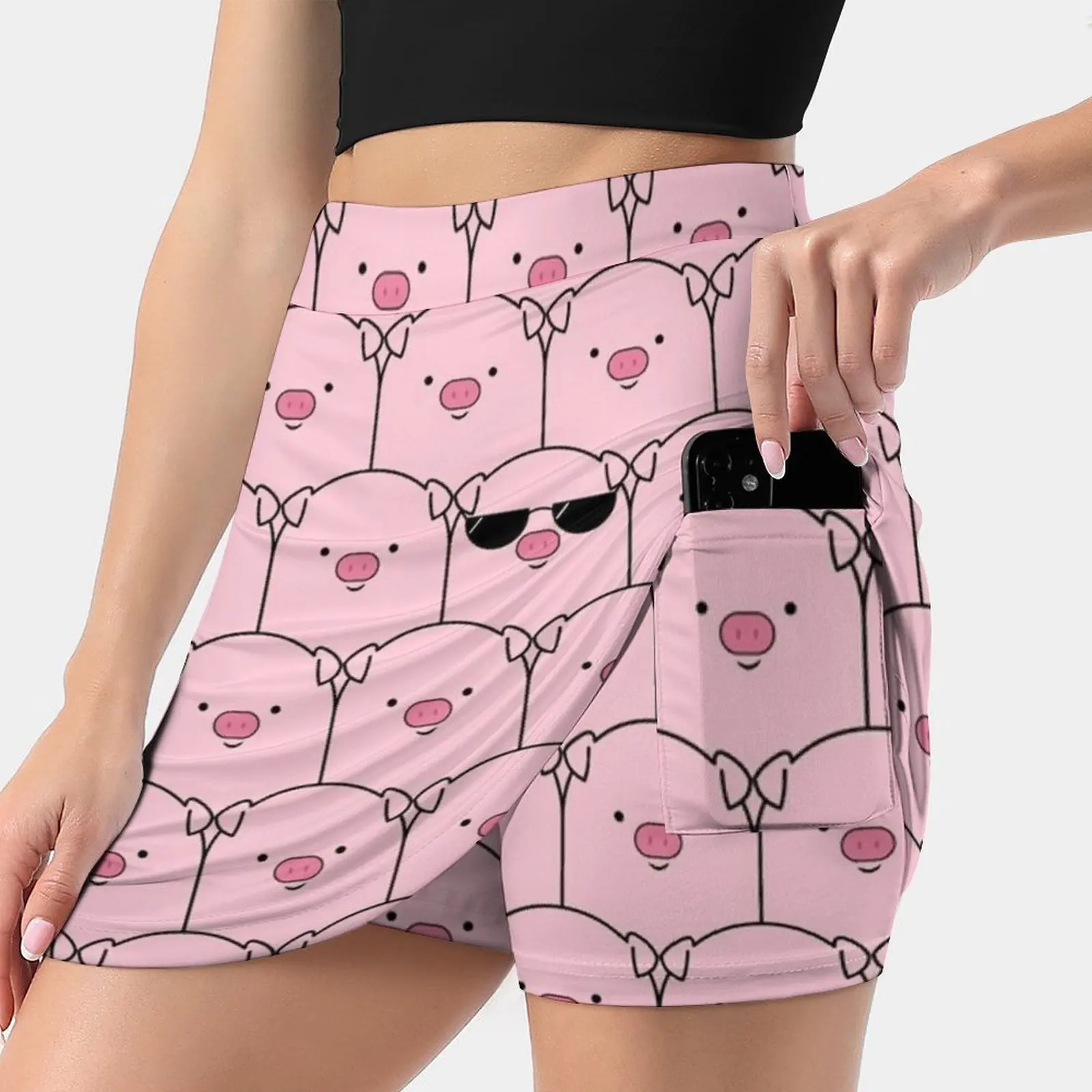That Cool Pig Women's skirt Y2K Summer Clothes 2022 Kpop Style Trouser Skirt With Pocket Pig Pink Cute Cartoon Kawaii 2019 New