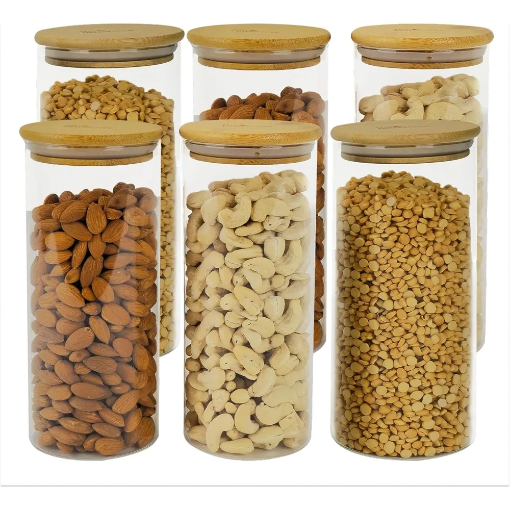 

Borosilicate Glass Jar for Kitchen Storage 1000ml | Kitchen Container Set and Storage Box , Glass Containers with Lid | Air Tigh