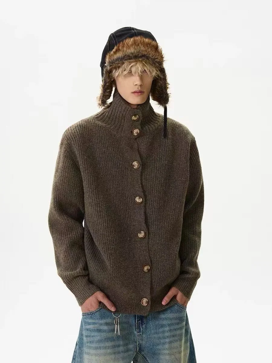 

Мужской вязаный кардиган на пуговицах, повседневный универсальный зимний свитер, пальто для пар, удобный дышащий длинный свек