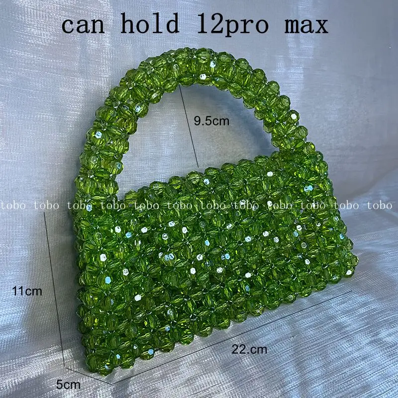 Small Bead Bag Designer Crossbody Bags Clear Acrylic Crystal Pearl Beaded Box Totes Green Customized Women Woven Purse 2022