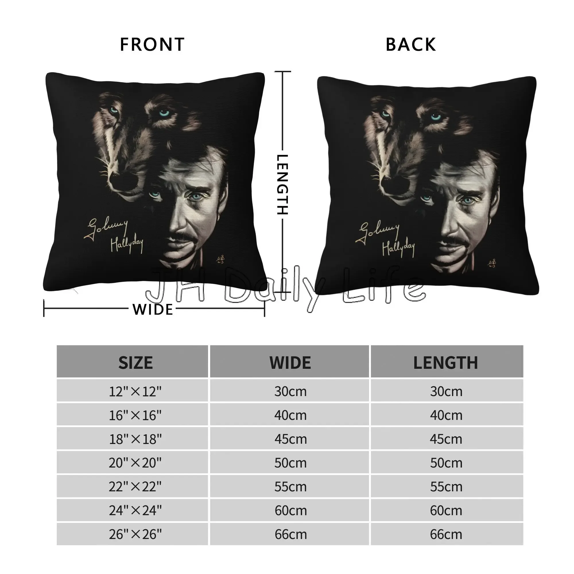 Johnny Hallyday Print Pillow Case Cute Pillowcase Home Decorative for Home Sofa Bed Car Square Throw Curshion Cover 18x18 Inches