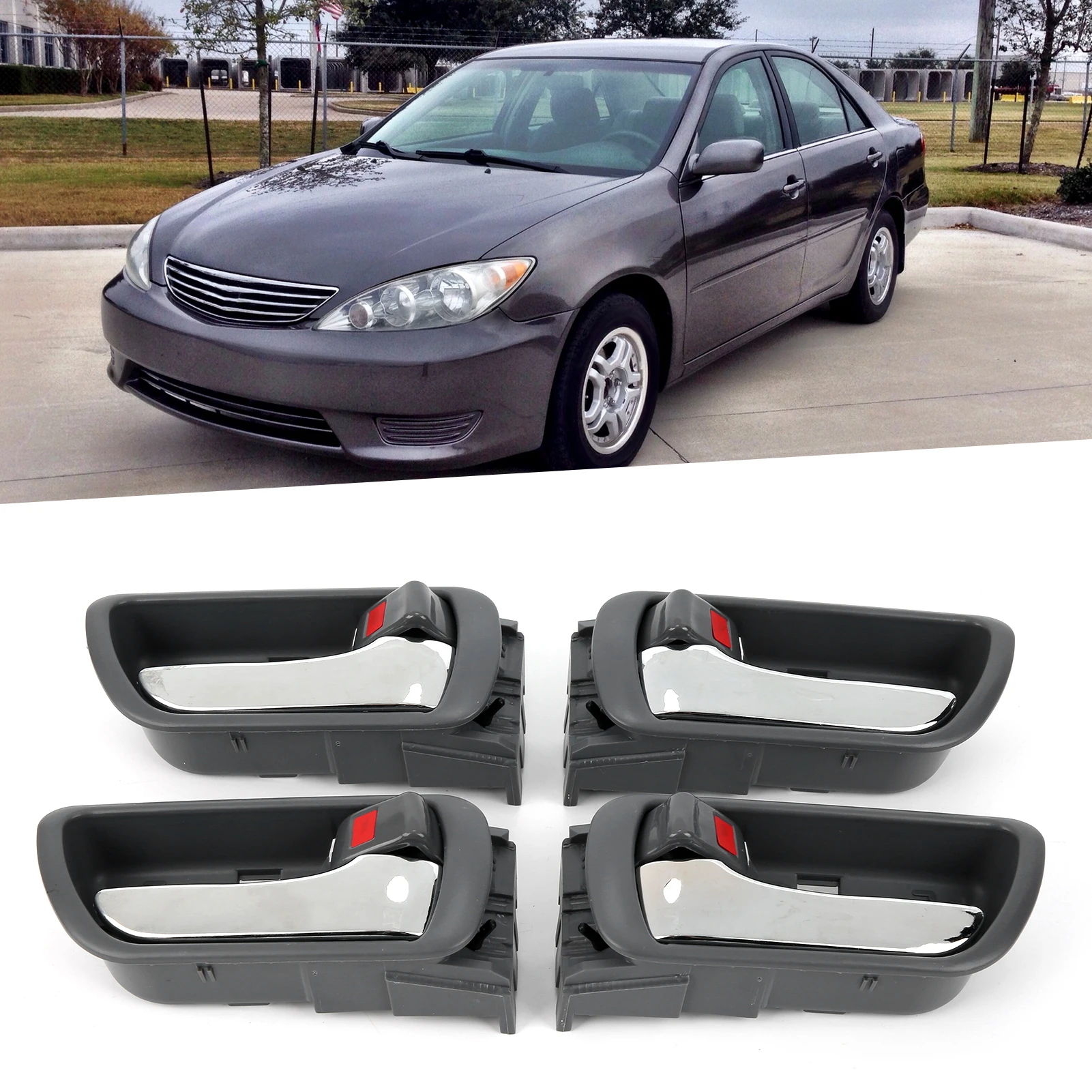 

4pcs Car Interior Door Handles 69206‑33030 Inner Door Handle Replacement For Camry 2002‑2006